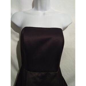 David's Bridal Size 4 Strapless Chocolate Brown Poofy A-line Bridesmaids Dress